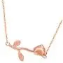 Glimmerst Rose Flower Pendant Necklace, 18K Gold Plated Stainless Steel Rose Necklace Delicate 3D Rose Sideways Flower Choker Necklace for Women Girls