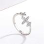 Eiffy Double Cubic Zircon Plane Aircraft Airplane Finger Ring Travel Trip Adjustable Open Finger Ring Jewelry