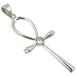 SilverStarJewel 925 Solid Silver 4 x 4 mm Rainbow Moonstone Pendant 2.3'' Art Jewelry