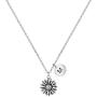 Joycuff Sunflower Necklace Dainty Letter Jewelry Silver Daisy Flower Charm Chain Pendant Personalized Monogram Inspirational Gifts for Her Women Daughter Sister Wife Best Friend