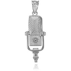 Recording Microphone Music Studio Pendant 925 Sterling Silver