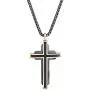 Steve Madden Mens Two-Tone Fancy Cross Necklace on 26'' Box Chain in Rose Gold IP and Gunmetal IP Plated Stainless Steel, Rose Gold-Tone/Gunmetal-Tone, 26