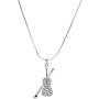 Spinningdaisy Silver Plated Crystal Violin with Bow Necklace