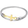 555Jewelry Stainless Steel Metal Religious Cross Clasp Bangle Bracelet