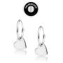 SolidSilver - Sterling Silver Dangle Heart Charm Endless Hoop Earrings | Sterling Silver or Yellow Gold Dipped