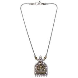 Ethnadore Bohemian Vintage Antique Indian Oxidized Gold Silver Peacock Pendant Chain Statement Necklace Jewelry