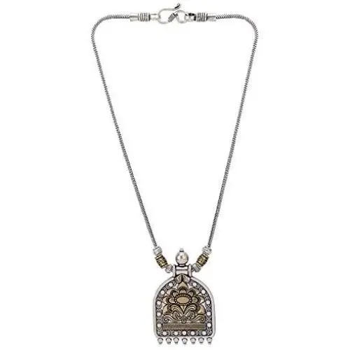 Ethnadore Bohemian Vintage Antique Indian Oxidized Gold Silver Peacock Pendant Chain Statement Necklace Jewelry Ethnadore Bohemian Vintage Antique Indian Oxidized Gold Silver Peacock Pendant Chain Statement Necklace Jewelry