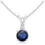 Round Blue Sapphire V-Bale Pendant Necklace with Diamond in 14K White Gold (5mm Blue Sapphire) Round Blue Sapphire V-Bale Pendant Necklace with Diamond in 14K White Gold (5mm Blue Sapphire)