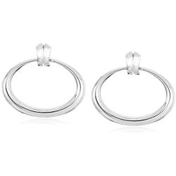 Anne Klein Womens Silver Tone Oval Doorknocker Earrings, One Size