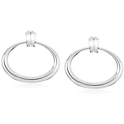 Anne Klein Womens Silver Tone Oval Doorknocker Earrings, One Size