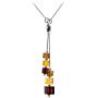 Sterling Silver Multicolor Amber Cube Necklace 18 Inches