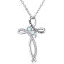CHENGHONG Opal Semicolon Necklace 925 Sterling Silver Celtic Knot Cross Necklace Suicide Awareness Jewelry Inspirational This Too Shall Pass Gifts for Women Girls Friends