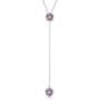 Sterling Silver Round Bezel-Set Blue Topaz or Amethyst Gemstone Lariat 16+2'' Necklace