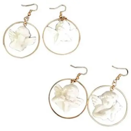 2 pairs Cute Cupid Angel Pendant Drop Earring Baby Shaped Sweetheart for Women Girl Friendship Gifts 2 pairs Cute Cupid Angel Pendant Drop Earring Baby Shaped Sweetheart for Women Girl Friendship Gifts