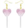 Funny Heart Lollipop Drop Dangle Earrings Set Ball Candy Multicolor Resin Cartoon for Women Girl Exaggerated Friendship BFF Food Jewelry