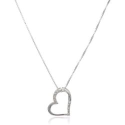 Elmas Jewelry Sterling Silver 0.04 Carat Round (I-J Color, I3 Clarity) White Diamond Heart Pendant Necklace for Women