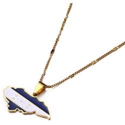 Stainless Steel Trendy Enamel Honduras Map Pendant Necklaces Charm Maps Jewelry