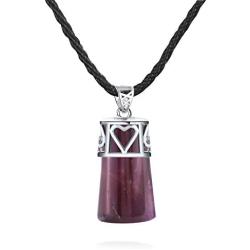 Natural Healing Crystal Stone Pendant Necklace Cylindrical Reiki Energy Gemstone Balance Chakra Womens Jewelry Gift Belt Stainless Steel Chain