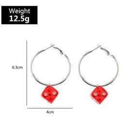 Dice Earrings Punk Resin Disco Dancing Earrings Set Dice Earring Cube Square Dice Charm Drop Earrings Geometric 3D Dice Earrings Hip Hop Night Club Party Jewelry for Women Girls-6