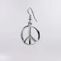 Hippie Peace Sign Dangle Earrings Polished Silver Finish Pewter Hippie Peace Sign Dangle Earrings Polished Silver Finish Pewter