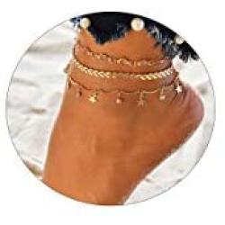 CHESKY 14K Gold/Silver Plated Layered Rhinestone Fishbone Anklet Adjustable Crystal Foot Chain Round Beaded Evil Eye Ankle Bracelet for Women Teen Girls