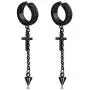 Fusamk Punk Rock Stainless Steel Cross Ear Clip Earrings Long Chain Drop Dangle Earrings