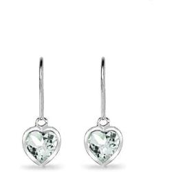 Sterling Silver Genuine or Synthetic Gemstone 6mm Heart Bezel-Set Dangle Leverback Earrings