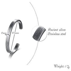 Stainless Steel Antique Retro Reminder Inspiration Message Quote Open Cuff Bangle Bracelets for Men Boy