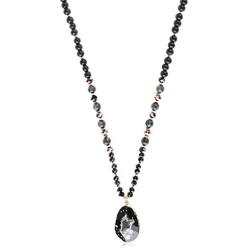 RIAH FASHION Bohemian Natural Stone Bead Long Necklace - Multi Layer Drape, Sparkly Crystal, Genuine Wood Pendant Charm Statement Chain