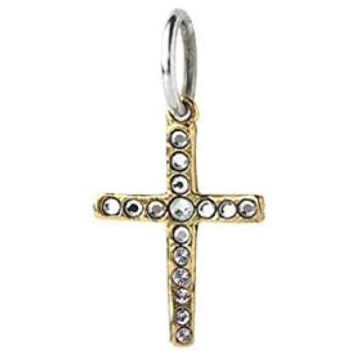 Waxing Poetic Amor Fati Brass and Swarovski Crystals Cross Charm