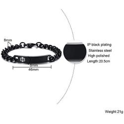 Free Custom Engraving Stainless Steel Emergency Medical Alert ID Bracelet for Men Women