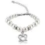 POTIY Adoption Bracelet Adoption Symbol Charm Pearl Bracelet for Adoptive Mom Foster Mom Earrings Stepdaughter Stepmother Jewelry