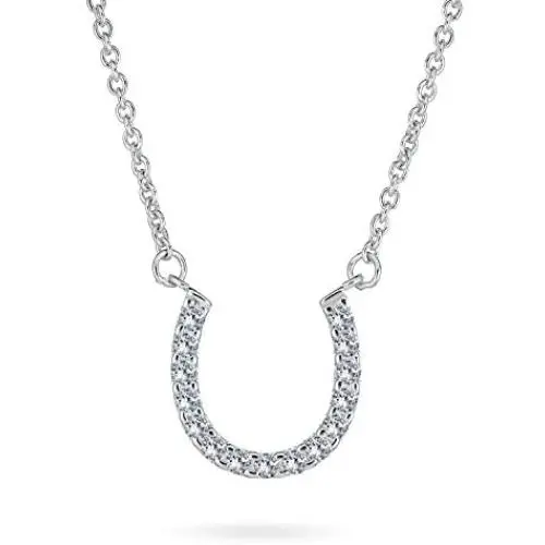 CZ Pave Cubic Zirconia Lucky Good Luck Horseshoe Pendant Necklace For Women Teen 14K Gold Plated 925 Sterling Silver CZ Pave Cubic Zirconia Lucky Good Luck Horseshoe Pendant Necklace For Women Teen 14K Gold Plated 925 Sterling Silver