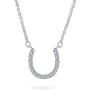 CZ Pave Cubic Zirconia Lucky Good Luck Horseshoe Pendant Necklace For Women Teen 14K Gold Plated 925 Sterling Silver