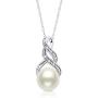 Sterling Silver Cultured Freshwater Pearl and Diamond Accent Pendant Necklace and Drop Earring Jewelry Set