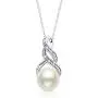 Sterling Silver Cultured Freshwater Pearl and Diamond Accent Pendant Necklace and Drop Earring Jewelry Set Sterling Silver Cultured Freshwater Pearl and Diamond Accent Pendant Necklace and Drop Earring Jewelry Set