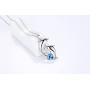 Dolphin Necklace 925 Sterling Silver Dolphin Jewelry with Blue Heart Shaped Crystals Circle Pendant Necklace Dolphin Mother Day Gift for Women Girls