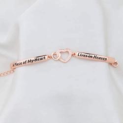 KUIYAI Memorial Jewelry Sympathy Gift A Piece of My Heart Lives in Heaven Bracelet Loss Jewelry Inspirational Bangle Remembrance Jewelry