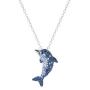 S925 Silver Blue White Gradient Crystal Dolphin Charm Pendant Necklace Gorgeous Jewelry Gifts for Women Girl, 18” Chain