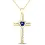 AFFY Simulated Blue Sapphire & Natural Diamond Cross Pendant Necklace inTwo-Tone Gold Over Sterling Silver AFFY Simulated Blue Sapphire & Natural Diamond Cross Pendant Necklace inTwo-Tone Gold Over Sterling Silver