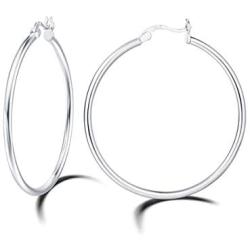 Carleen Gold Plated 925 Sterling Silver Hoop Earrings High Polished Round Tube Click-Top Huggie Piercing Small/Medium/Large Big Hoop Earrings for Women Girls Fine Jewelry Gifts, All Size