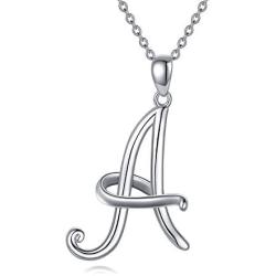 POPKIMI Sterling Silver 26 Letter Alphabet Necklace Jewelry for Women Gift