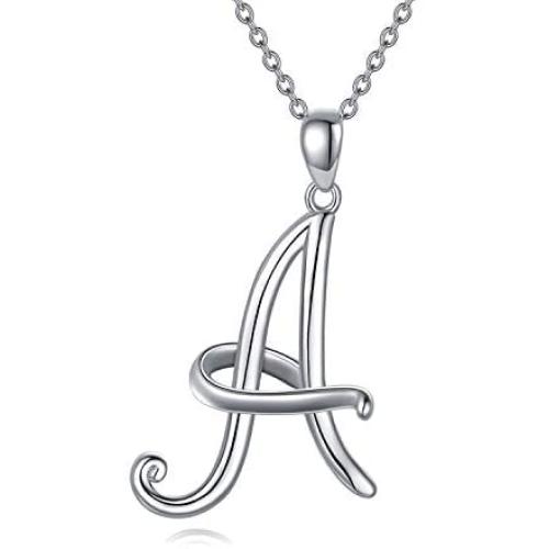 POPKIMI Sterling Silver 26 Letter Alphabet Necklace Jewelry for Women Gift