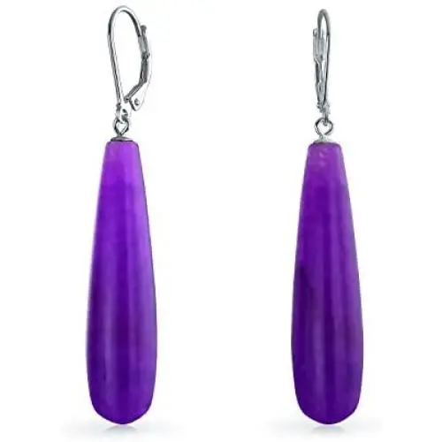 Long Simple Linear Gemstone Elongated Teardrop Leverback Dangle Earrings For Women For Teen 925 Sterling Silver Long Simple Linear Gemstone Elongated Teardrop Leverback Dangle Earrings For Women For Teen 925 Sterling Silver