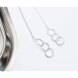 SLUYNZ 925 Sterling Silver Tri Circles Drop Dangle Earrings for Women Teen Girls Threader Earrings Chain Tassel Earrings