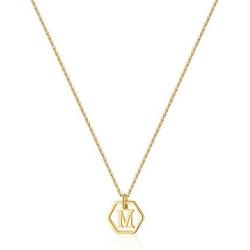 MONOZO Hexagon Initial Necklace for Women, 14k Gold Filled Letter Pendant Necklace Dainty Personalized Alphabet 26 Monogram Initial Necklace for Girls Jewelry Gifts