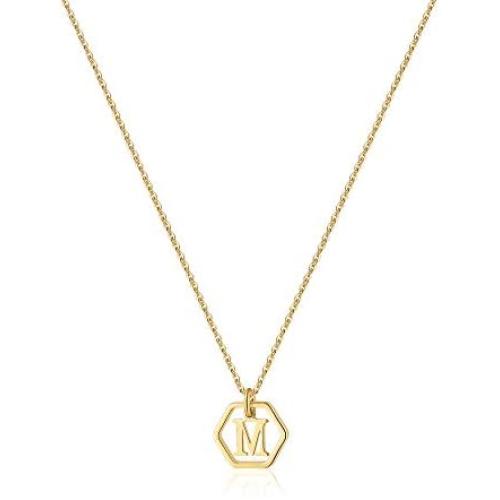 MONOZO Hexagon Initial Necklace for Women, 14k Gold Filled Letter Pendant Necklace Dainty Personalized Alphabet 26 Monogram Initial Necklace for Girls Jewelry Gifts