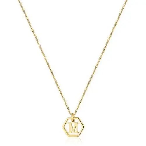 MONOZO Hexagon Initial Necklace for Women, 14k Gold Filled Letter Pendant Necklace Dainty Personalized Alphabet 26 Monogram Initial Necklace for Girls Jewelry Gifts