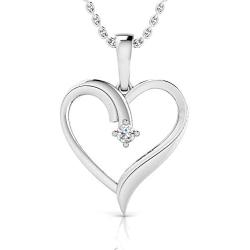 IGI Certified Diamond & Sterling Silver Heart Pendant with 18'' Chain