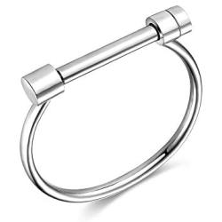 Cuff Bracelet Bangle Bar Screw Shackle Novelty High Polished Stainless Steel Jewelry For Men Women Unisex Girls Boy
